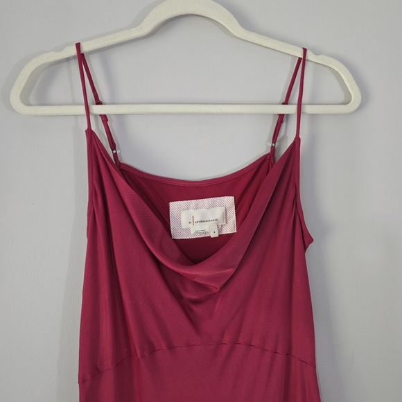 Anthropologie Elyse Satin Cowl Neck Spaguetti Strap Slip Midi Dress Size Small - Picture 5 of 13